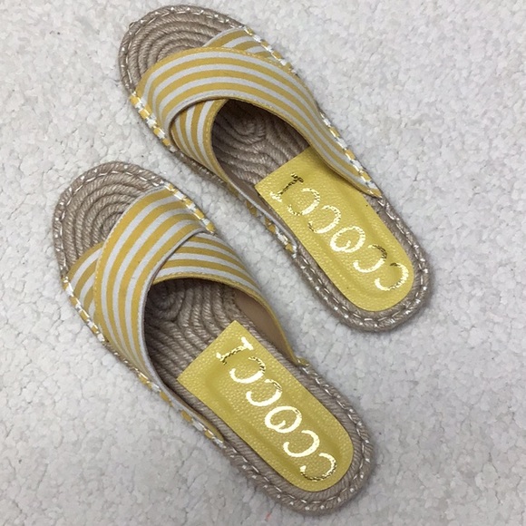 CCOCCI SANDALS NEW SIZE 7, yellow/white - Picture 3 of 5